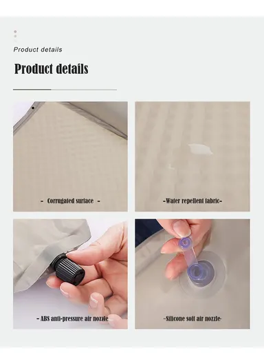 Double Automatic Air Mattress with Carrying Bag, Multi-Use Adjustable Indoor &amp; Outdoor Activity Water-Repellent Sleeping Mattress G05-9C (L190 x W130 x T3)cm - Beige