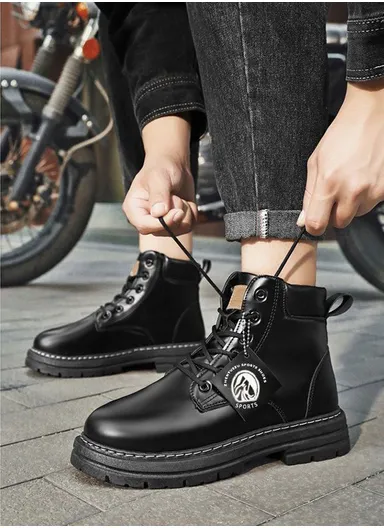 Casual Comfortable Water Resistant Non-Slip PU Winter Boots For Men YZ209 - Black