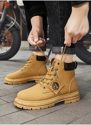 Casual Comfortable Water Resistant Non-Slip PU Winter Boots For Men YZ209 - Yellow