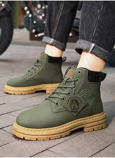 Casual Comfortable Water Resistant Non-Slip PU Winter Boots For Men YZ209 - Olive