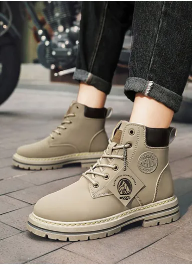 Casual Comfortable Water Resistant Non-Slip PU Winter Boots For Men YZ209 - Gray