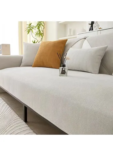 50x30cm Soft Chenille Throw Pillow Cover Solid Color Cushion Case for Sofa Bedroom Living Room - Beige