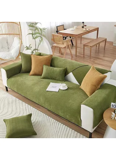 50x30cm Soft Chenille Throw Pillow Cover Solid Color Cushion Case for Sofa Bedroom Living Room - Beige