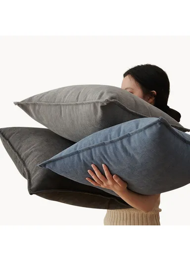 50x30cm Soft Chenille Throw Pillow Cover Solid Color Cushion Case for Sofa Bedroom Living Room - Dark Grey