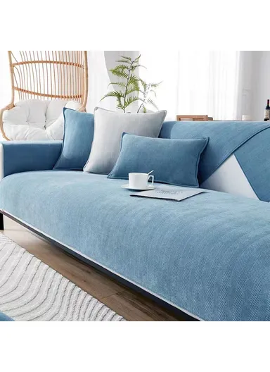 50x30cm Soft Chenille Throw Pillow Cover Solid Color Cushion Case for Sofa Bedroom Living Room - Dark Grey