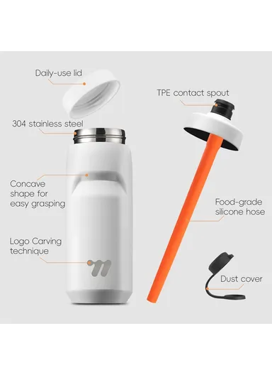 550ml Insulated Water Bottle Sports, Sport Activity Stainless Steel Water Bottle YP0721053 (D7.5 x H22.5)cm - Black