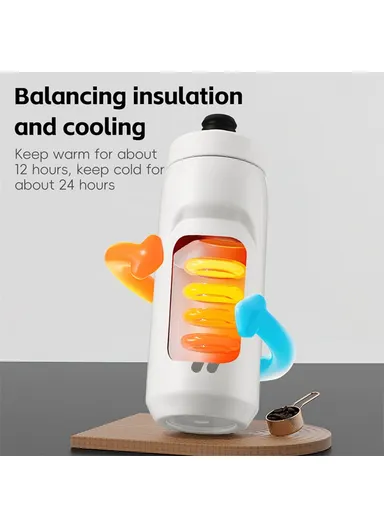 550ml Insulated Water Bottle Sports, Sport Activity Stainless Steel Water Bottle YP0721053 (D7.5 x H22.5)cm - Black