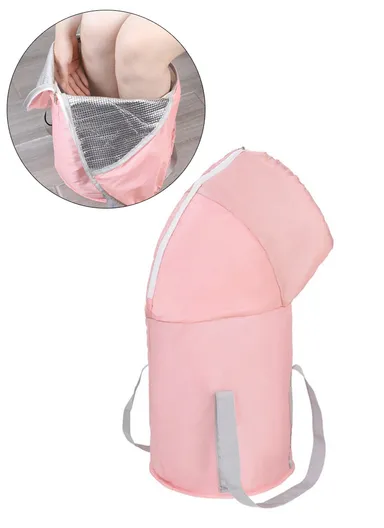 Portable Insulation Foot Bath Bucket Aluminum Film+PVC+Waterproof Fabric Foldable Foot Bath Bag - Pink