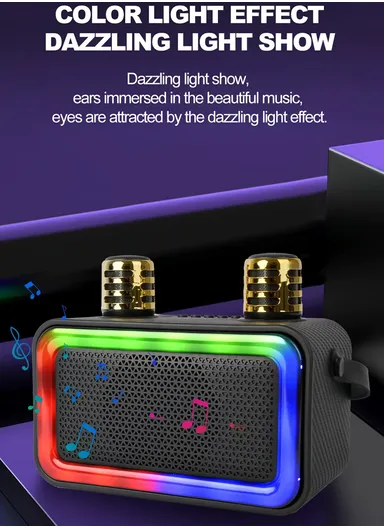 4" Mini Portable Outdoor Audio Subwoofer Powerful Wireless Speaker with Dual Wireless Microphones ZQS1491W