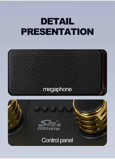 4" Mini Portable Outdoor Audio Subwoofer Powerful Wireless Speaker with Dual Wireless Microphones ZQS1491W