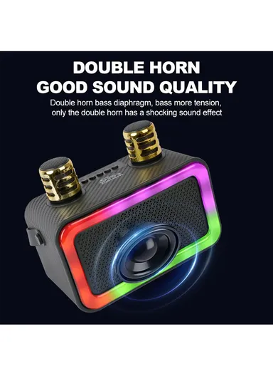 4" Mini Portable Outdoor Audio Subwoofer Powerful Wireless Speaker with Dual Wireless Microphones ZQS1491W