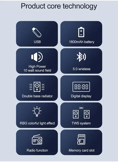 4" Mini Portable Outdoor Audio Subwoofer Powerful Wireless Speaker with Dual Wireless Microphones ZQS1491W