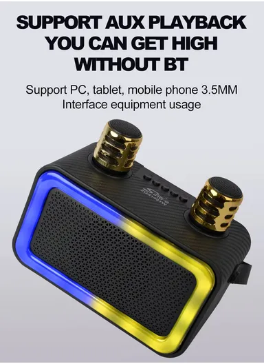 4" Mini Portable Outdoor Audio Subwoofer Powerful Wireless Speaker with Dual Wireless Microphones ZQS1491W