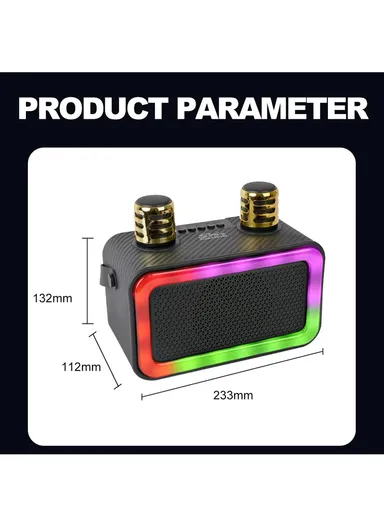 4" Mini Portable Outdoor Audio Subwoofer Powerful Wireless Speaker with Dual Wireless Microphones ZQS1491W