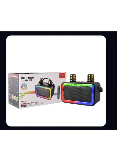 4" Mini Portable Outdoor Audio Subwoofer Powerful Wireless Speaker with Dual Wireless Microphones ZQS1491W