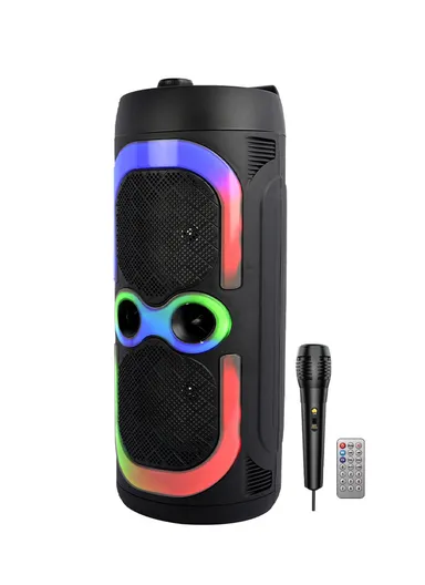 Dual 6.5" RGB Cool Light Stereo DJ BT Speaker Cool Light Stereo Speaker with Wired Microphone &amp; Remote Control ZQS6231