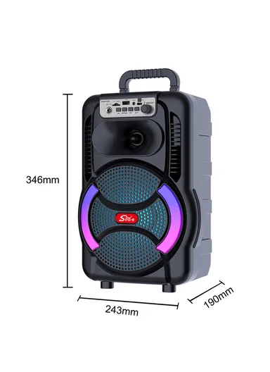 8" Portable Outdoor Wireless Stereo Speakers Battery Powered Subwoofer Karaoke Square Dance Radio with Wireless Microphone &amp; Remote Control ZQS8166W