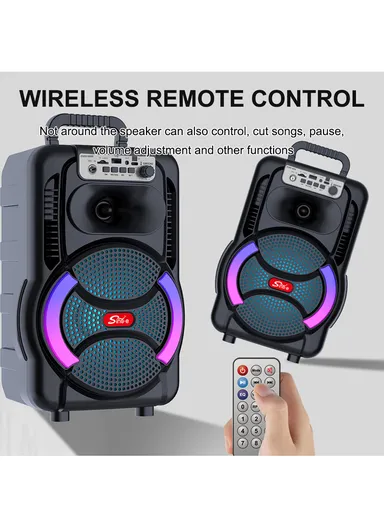 8" Portable Outdoor Wireless Stereo Speakers Battery Powered Subwoofer Karaoke Square Dance Radio with Wireless Microphone &amp; Remote Control ZQS8166W