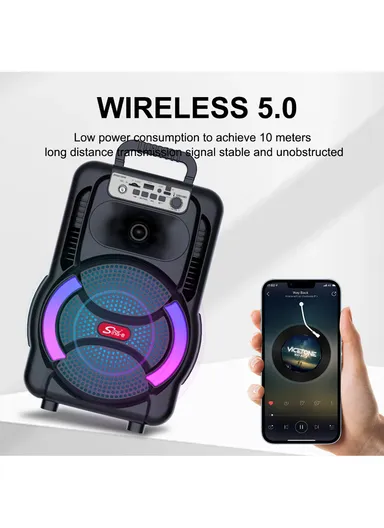 8" Portable Outdoor Wireless Stereo Speakers Battery Powered Subwoofer Karaoke Square Dance Radio with Wireless Microphone &amp; Remote Control ZQS8166W