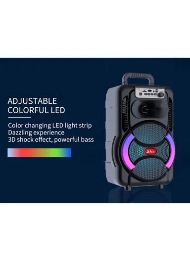 8" Portable Outdoor Wireless Stereo Speakers Battery Powered Subwoofer Karaoke Square Dance Radio with Wireless Microphone &amp; Remote Control ZQS8166W