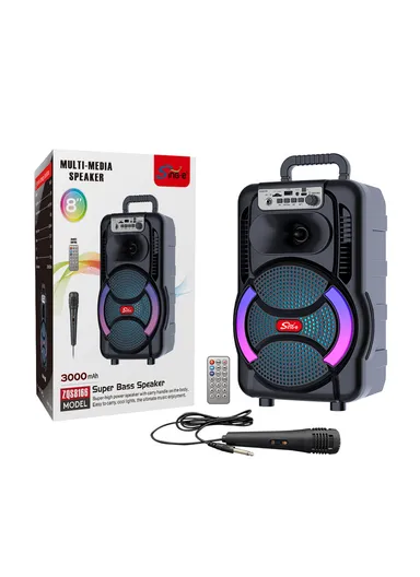 8" Portable Outdoor Wireless Stereo Speakers Battery Powered Subwoofer Karaoke Square Dance Radio with Wireless Microphone &amp; Remote Control ZQS8166W