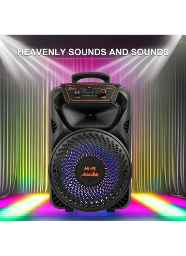 8" Portable Large Outdoor Wireless Bluetooth Trolley Speaker RGB LED Lighting With Wired Microphone &amp; Remote Control ZQS8173W