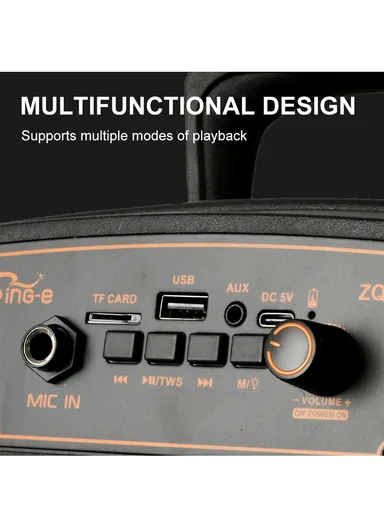 8" Portable Large Outdoor Wireless Bluetooth Trolley Speaker RGB LED Lighting With Wired Microphone &amp; Remote Control ZQS8173W