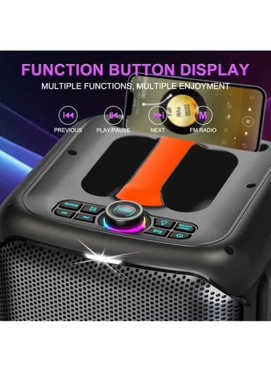 8" + Tweeter Portable Hi-Fi BT Home Stereo Subwoofer Karaoke Speaker Professional Wireless With Wireless Microphone ZQS8181