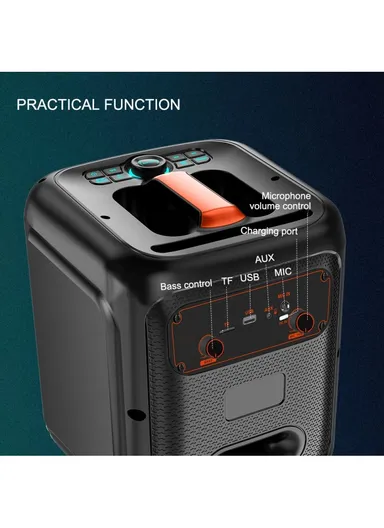 8" + Tweeter Portable Hi-Fi BT Home Stereo Subwoofer Karaoke Speaker Professional Wireless With Wireless Microphone ZQS8181