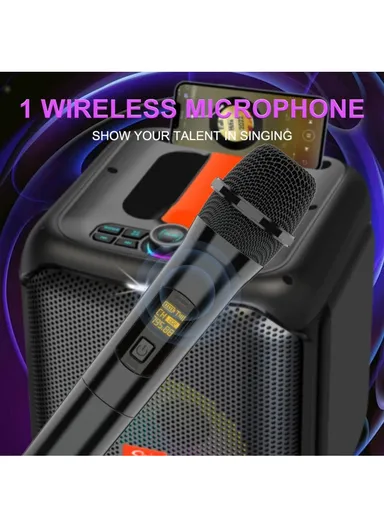 8" + Tweeter Portable Hi-Fi BT Home Stereo Subwoofer Karaoke Speaker Professional Wireless With Wireless Microphone ZQS8181