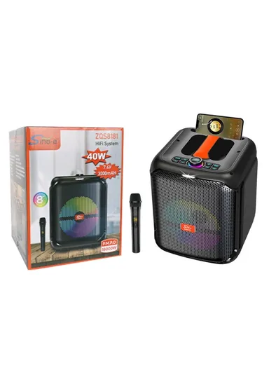 8" + Tweeter Portable Hi-Fi BT Home Stereo Subwoofer Karaoke Speaker Professional Wireless With Wireless Microphone ZQS8181