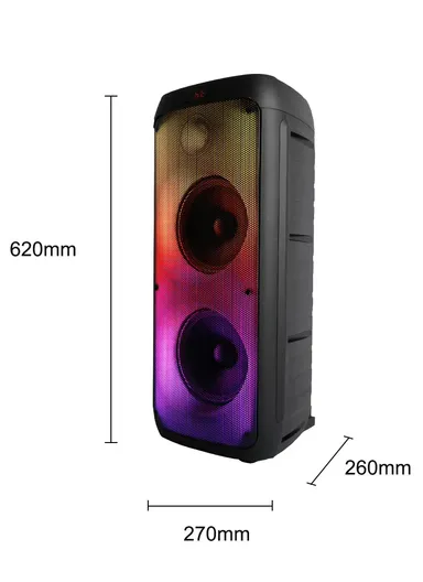 Dual 8" + Tweeter Outdoor Party Karaoke Speaker Blue Tooth RGB Pull Cart Convenient Microphone-Use Computer Stage Speake with Wireless Microphone &amp; Remote Control ZQS8236