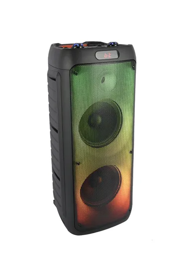 Dual 8" + Tweeter Outdoor Party Karaoke Speaker Blue Tooth RGB Pull Cart Convenient Microphone-Use Computer Stage Speake with Wireless Microphone &amp; Remote Control ZQS8236
