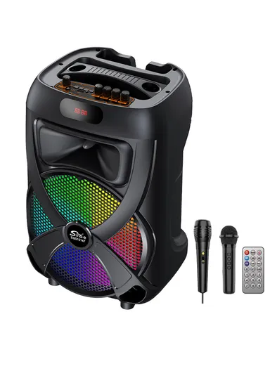 12" + Tweeter Portable Wireless BT Speaker High Sound Quality Karaoke Speaker with Wireless Microphone, Wired Microphone &amp; Remote Control ZQS12147 