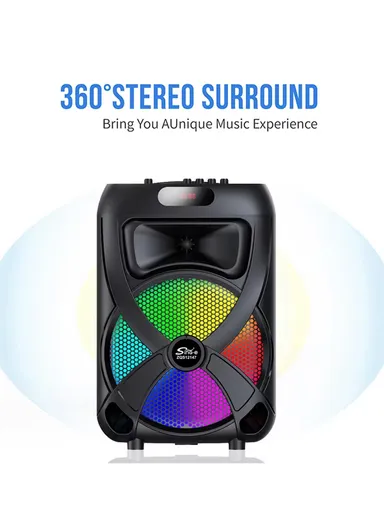 12" + Tweeter Portable Wireless BT Speaker High Sound Quality Karaoke Speaker with Wireless Microphone, Wired Microphone &amp; Remote Control ZQS12147 