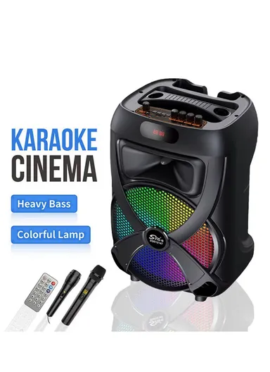 12" + Tweeter Portable Wireless BT Speaker High Sound Quality Karaoke Speaker with Wireless Microphone, Wired Microphone &amp; Remote Control ZQS12147 