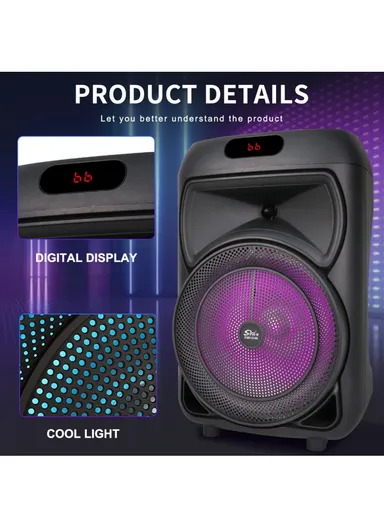 12" + Tweeter Portable Wireless BT Speaker High Sound Quality Karaoke Speaker with Wireless Microphone, Wired Microphone &amp; Remote Control ZQS12147 