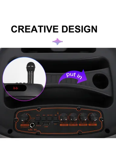 12" + Tweeter Portable Wireless BT Speaker High Sound Quality Karaoke Speaker with Wireless Microphone, Wired Microphone &amp; Remote Control ZQS12147 