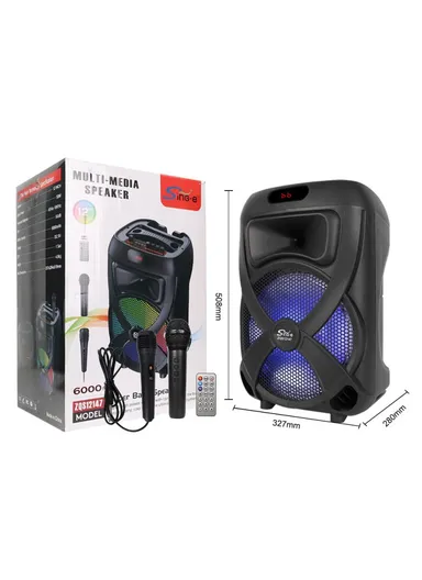 12" + Tweeter Portable Wireless BT Speaker High Sound Quality Karaoke Speaker with Wireless Microphone, Wired Microphone &amp; Remote Control ZQS12147 