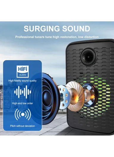 12" + Tweeter DJ Speaker 1800mAh Rechargeable Subwoofer Wireless Blue Tooth with Wireless Microphone, Wired Microphone &amp; Remote Control ZQS-12156