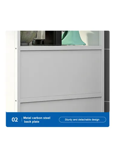 3-Tier Dustproof Metal Microwave Stand Kitchen Island Multi-Use Sideboard Cupboard Foldable Storage Shelves with Flip Doors Organizer Rack (W55 x D35 x H80)cm - White