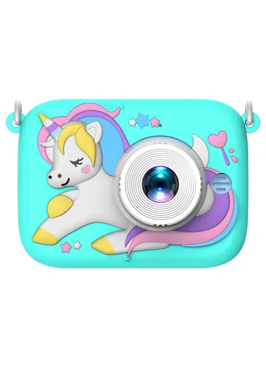 Kids 2.0 Inch HD Dual Lens Cartoon Design Children Digital Camera with 32G TF Card + Card Reader D12 - Green