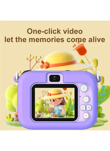 Kids 2.0 Inch HD Dual Lens Cartoon Design Children Digital Camera with 32G TF Card + Card Reader D12 - Green