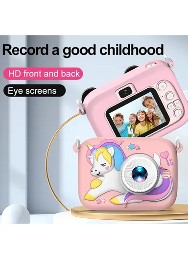 Kids 2.0 Inch HD Dual Lens Cartoon Design Children Digital Camera with 32G TF Card + Card Reader D12 - Green