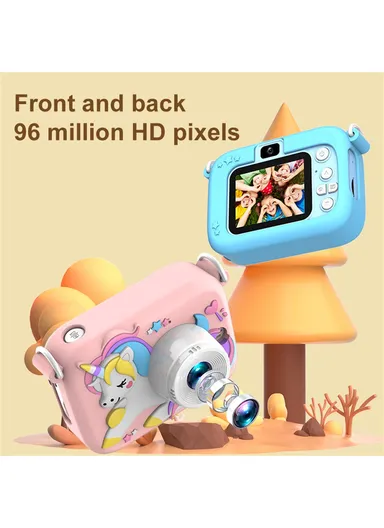 Kids 2.0 Inch HD Dual Lens Cartoon Design Children Digital Camera with 32G TF Card + Card Reader D12 - Green