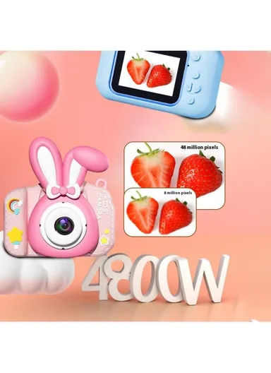 2.0 Inch HD Dual Camera Digital Camera with 32GB Card &amp; Reader Cartoon Kids Camera XJ01 - Blue Rabbit