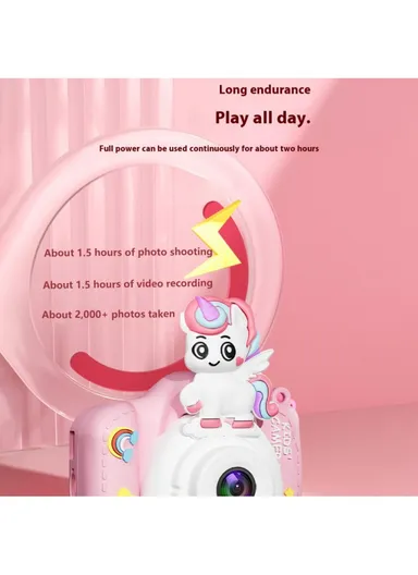 2.0 Inch HD Dual Camera Digital Camera with 32GB Card &amp; Reader Cartoon Kids Camera XJ01 - Blue Rabbit