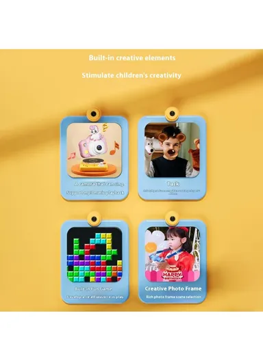 2.0 Inch HD Dual Camera Digital Camera with 32GB Card &amp; Reader Cartoon Kids Camera XJ01 - Blue Rabbit