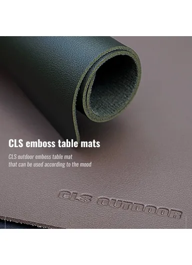 CLS 27.5x19cm Outdoor Camping Table PU Leather Mat Anti-dirt Picnic Tablecloth - Army Green
