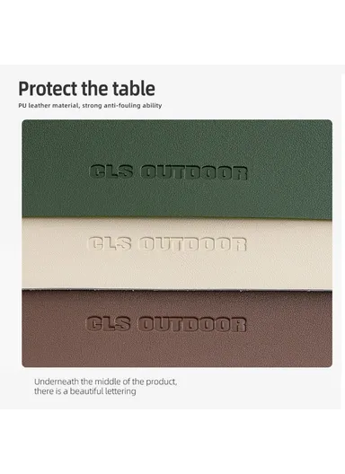 CLS 27.5x19cm Outdoor Camping Table PU Leather Mat Anti-dirt Picnic Tablecloth - Army Green
